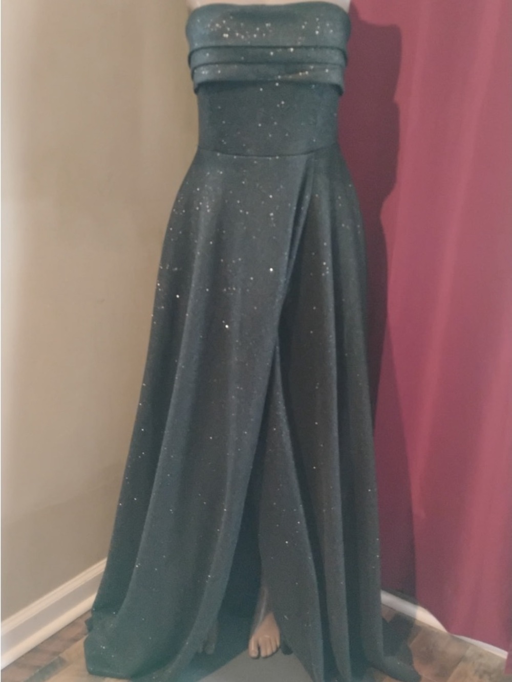Windsor Strapless Black Sparkle Evening Gown - Picture 2 of 11